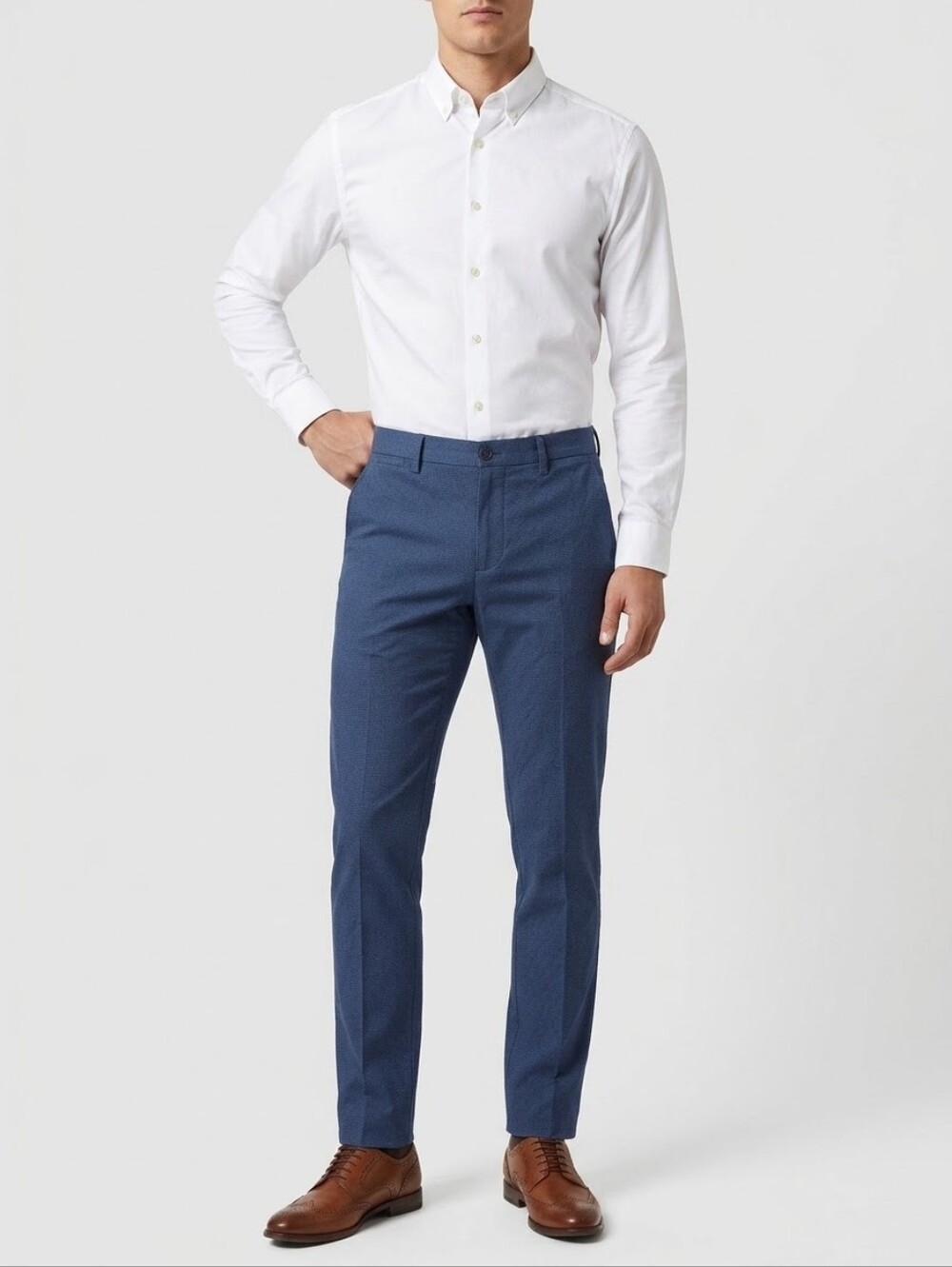 Ted Baker London Mens 32R Blue Micro Print Stretch Chino Pants Quiet Luxury